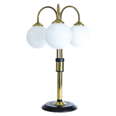 Lampa Art Deco, mosiądz, drewno lakierowane i szkło